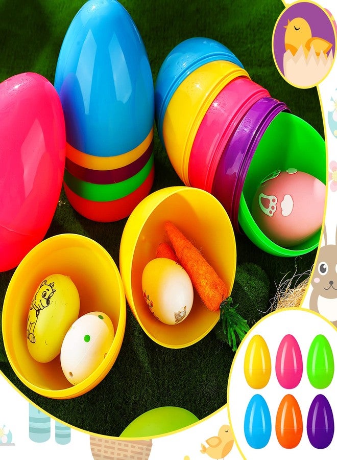 Haull 24 Pcs 6 Inch Jumbo Easter Eggs Bulk Colorful Bright Plastic Eggs Empty Fillable Large Easter Eggs Decorative for Egg Hunt, Basket Stuffers Game Supplies Party Favor - Image 5